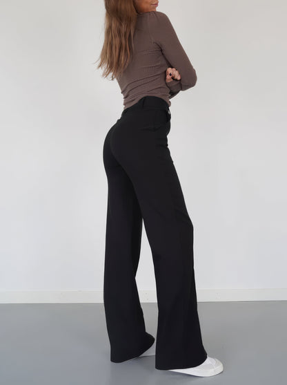 Pantaloni Donna Vita Alta Gamba Dritta