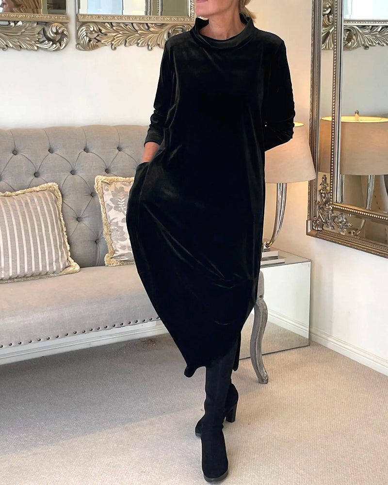 Abito Donna in Velluto Manica Lunga Elegante Comodo