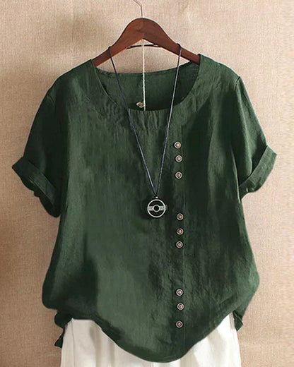 Camicia Donna Manica Corta con Bottoni Decorativi