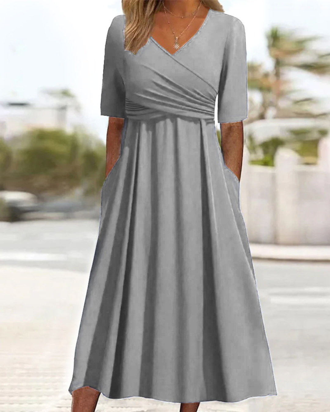 Abito Maxi Donna a Portafoglio Scollo a V