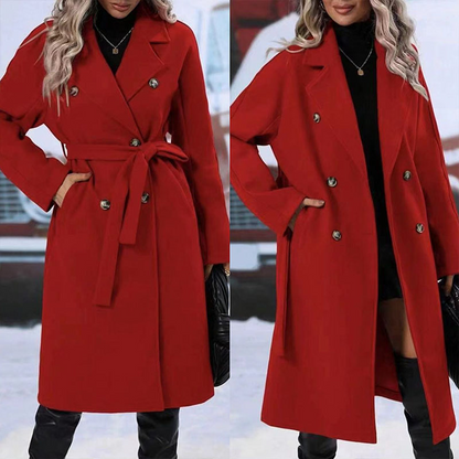 Trenchcoat Donna Classico Doppio Bottone Caldo Autunno Inverno