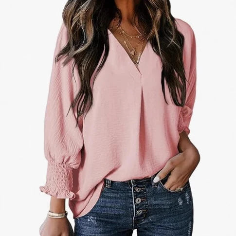 Blusa Donna Manica Corta Scollo a V Elegante Casual