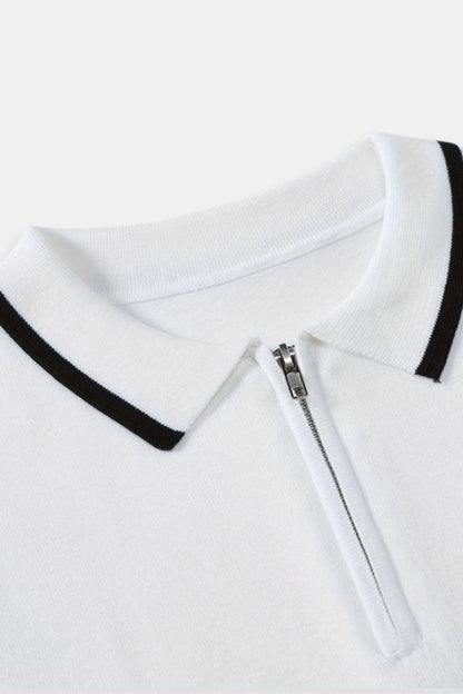 Polo Uomo Classica con Zip e Dettagli a Contrasto