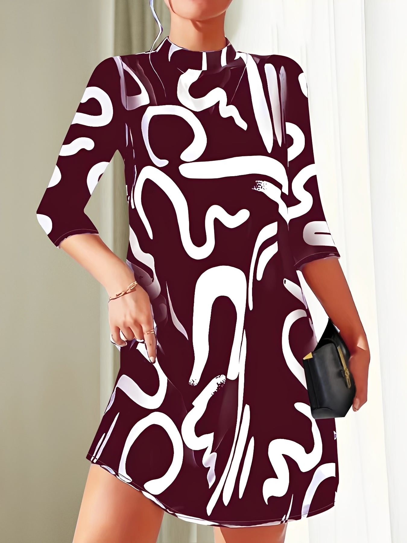 Abito Mini Donna Manica Stile Elegante