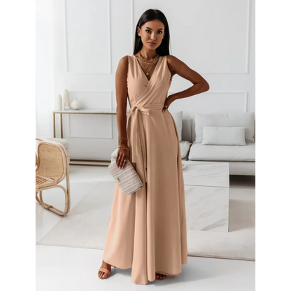 Abito Maxi Donna Effetto Incrociato Senza Maniche