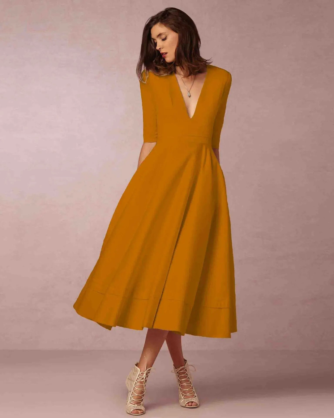 Abito Maxi Donna Scollo a V Elegante