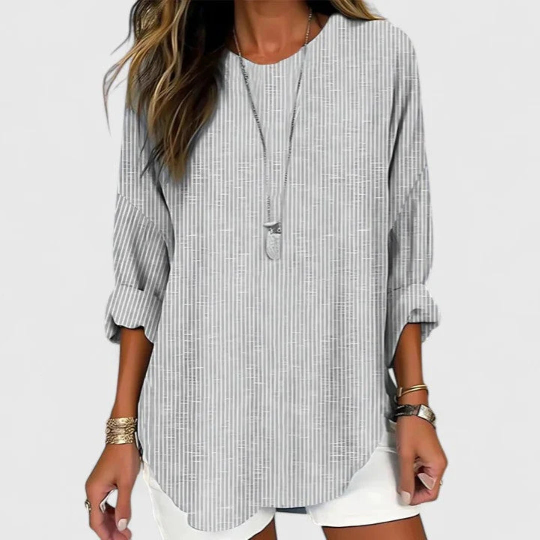 Blusa Donna a Righe Svasata Casual