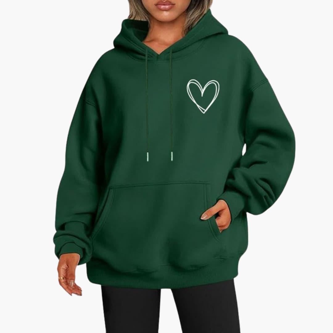 Felpa Donna con Cappuccio Stampa Cuore Regular Fit