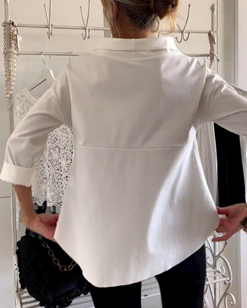 Blusa Donna Casual Scollo a Cascata Manica