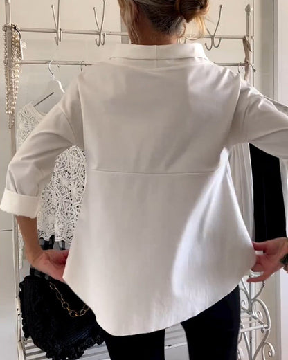 Blusa Donna Casual Scollo a Cascata Manica