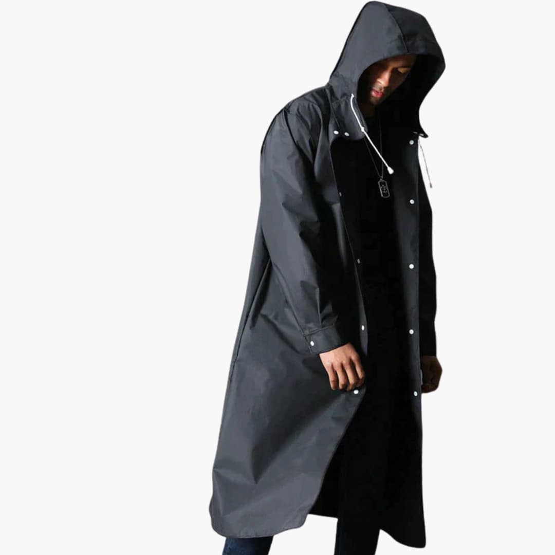 Cappotto Antipioggia Uomo con Cappuccio Lunghezza Lunga