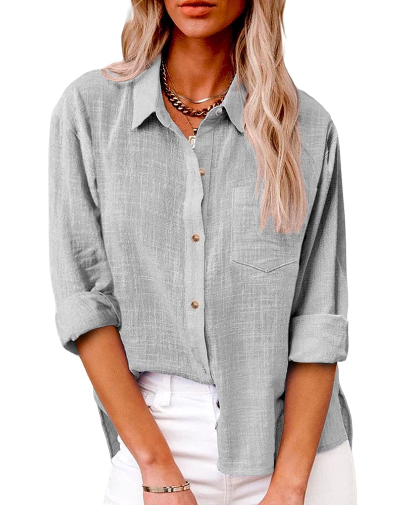 Camicia Donna Manica Lunga Stile Casual