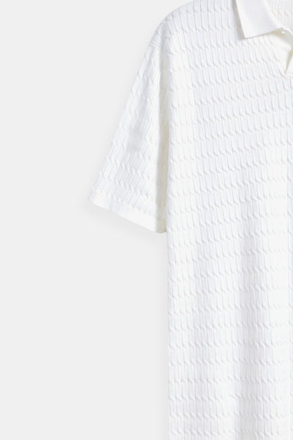 Polo Uomo Maglia Lavorata a Maglia con Motivo Strutturato
