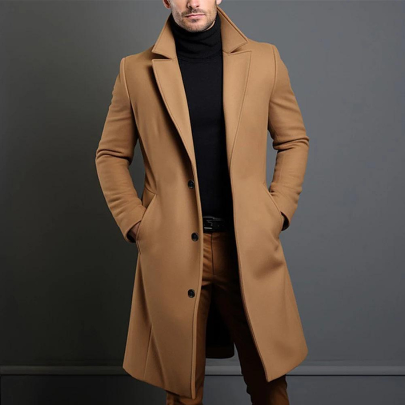 Cappotto Uomo in Misto Lana Taglio Sfiancato con Colletto Rever