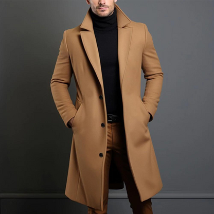 Cappotto Uomo in Misto Lana Taglio Sfiancato con Colletto Rever