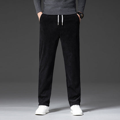 Pantaloni Chino Uomo in Velluto a Coste Vestibilità Comoda