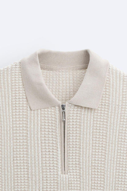 Polo Uomo Maglia Strutturata con Zip