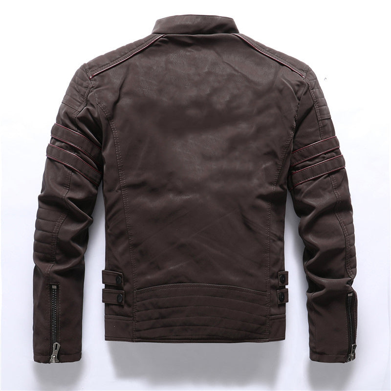Giacca Moto Uomo con Elementi Cargo e Chiusura con Zip