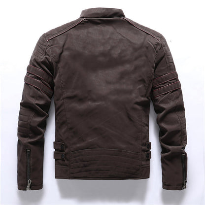 Giacca Moto Uomo con Elementi Cargo e Chiusura con Zip
