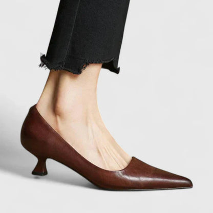 Décolleté Donna in Pizzo Tacco Basso Punta Stretta