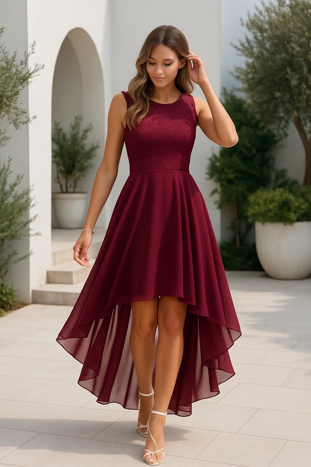 Abito Donna High-Low Elegante Cerimonia