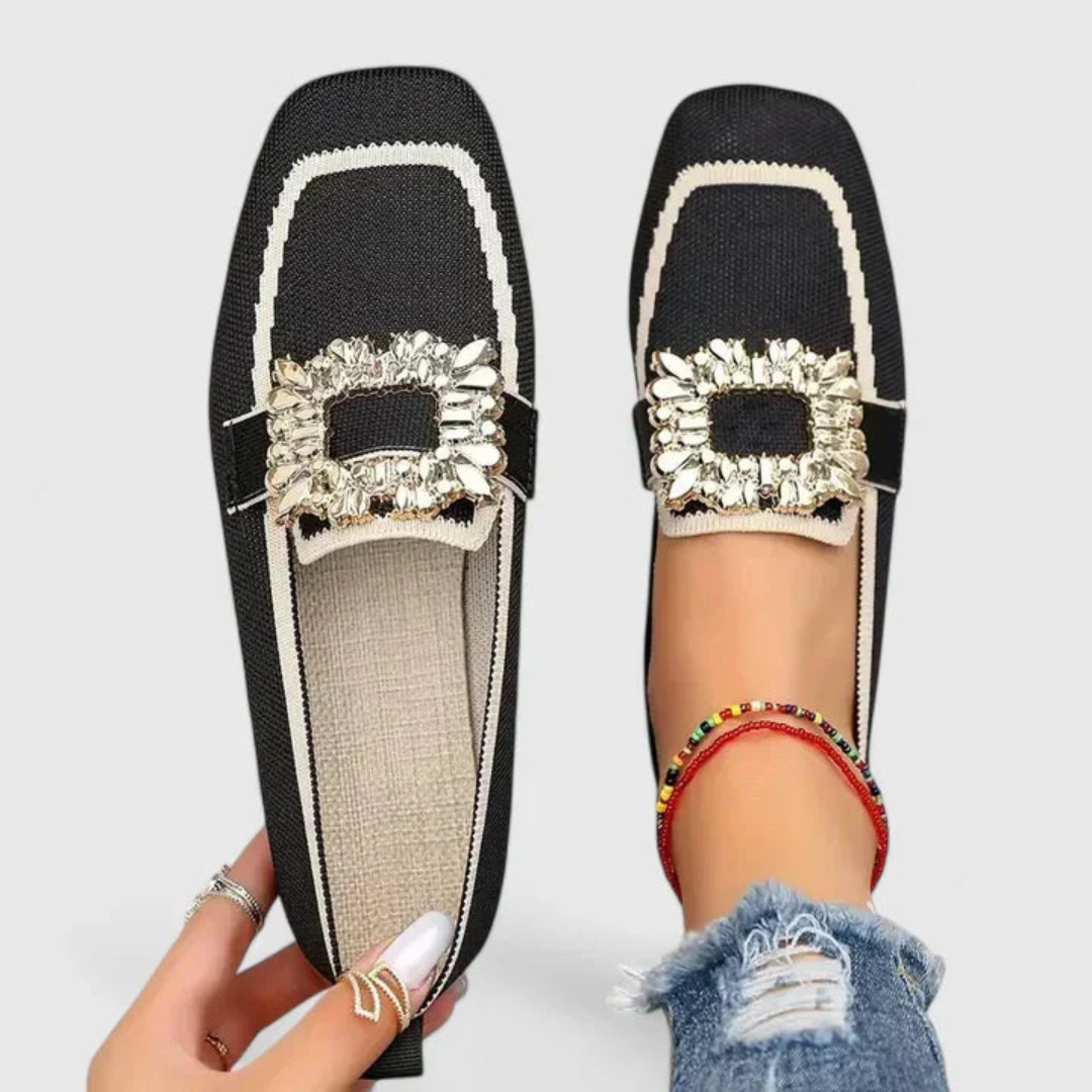 Mocassini Donna Slip-On con Fibbia Cristallo