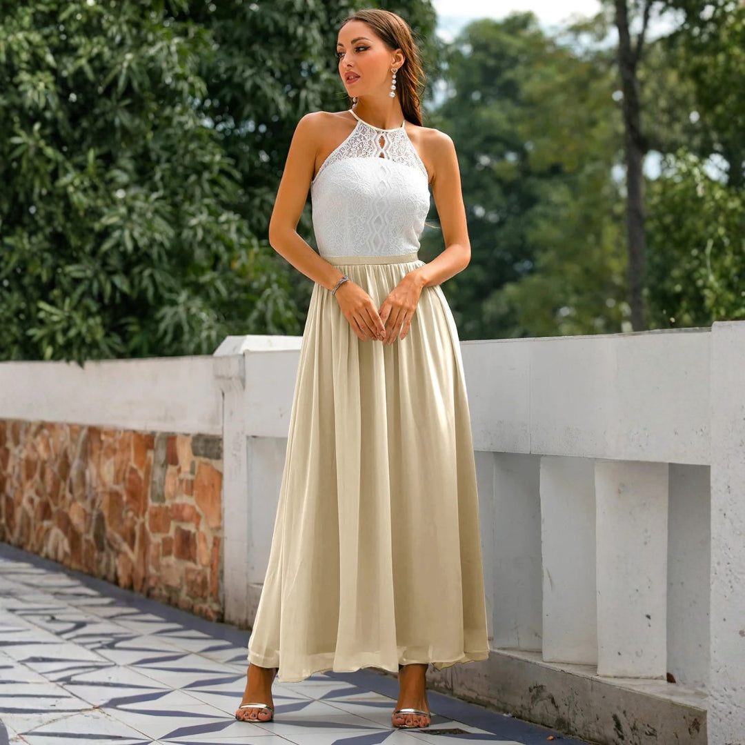 Abito Maxidress Donna Scollo a Halter Elegante
