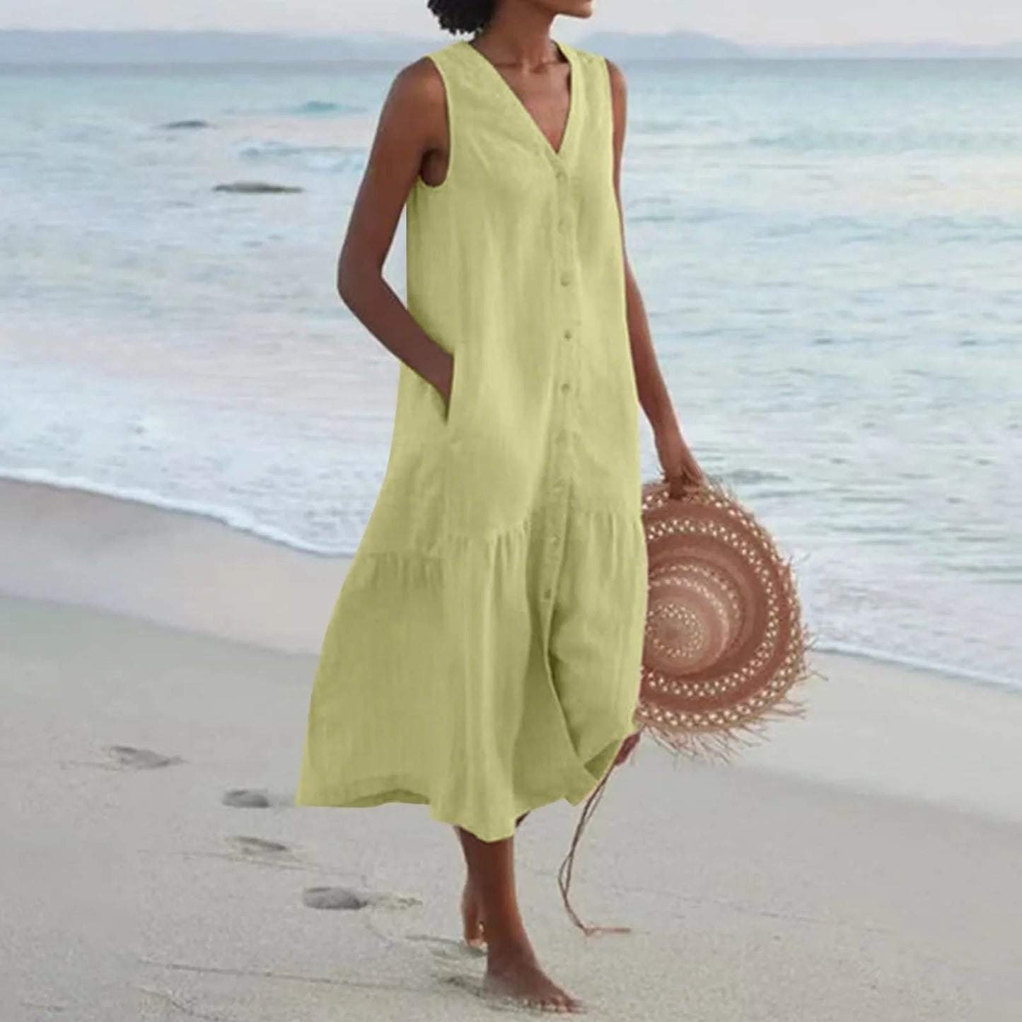 Abito Spiaggia Donna Smanicato Scollo a V