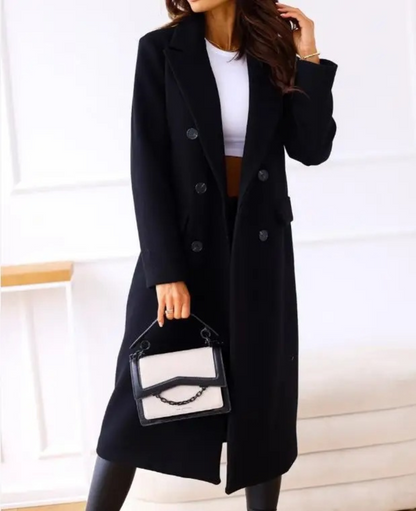 Trenchcoat Donna Elegante in Tessuto Sagomato Manica Lunga