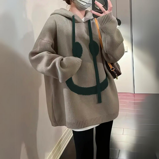 Felpa Donna Oversize Cotone Stampa Smiley Comfort - Brentozzi