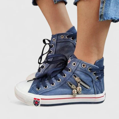 Sneakers Donna Denim Tacco Alto Stiloso