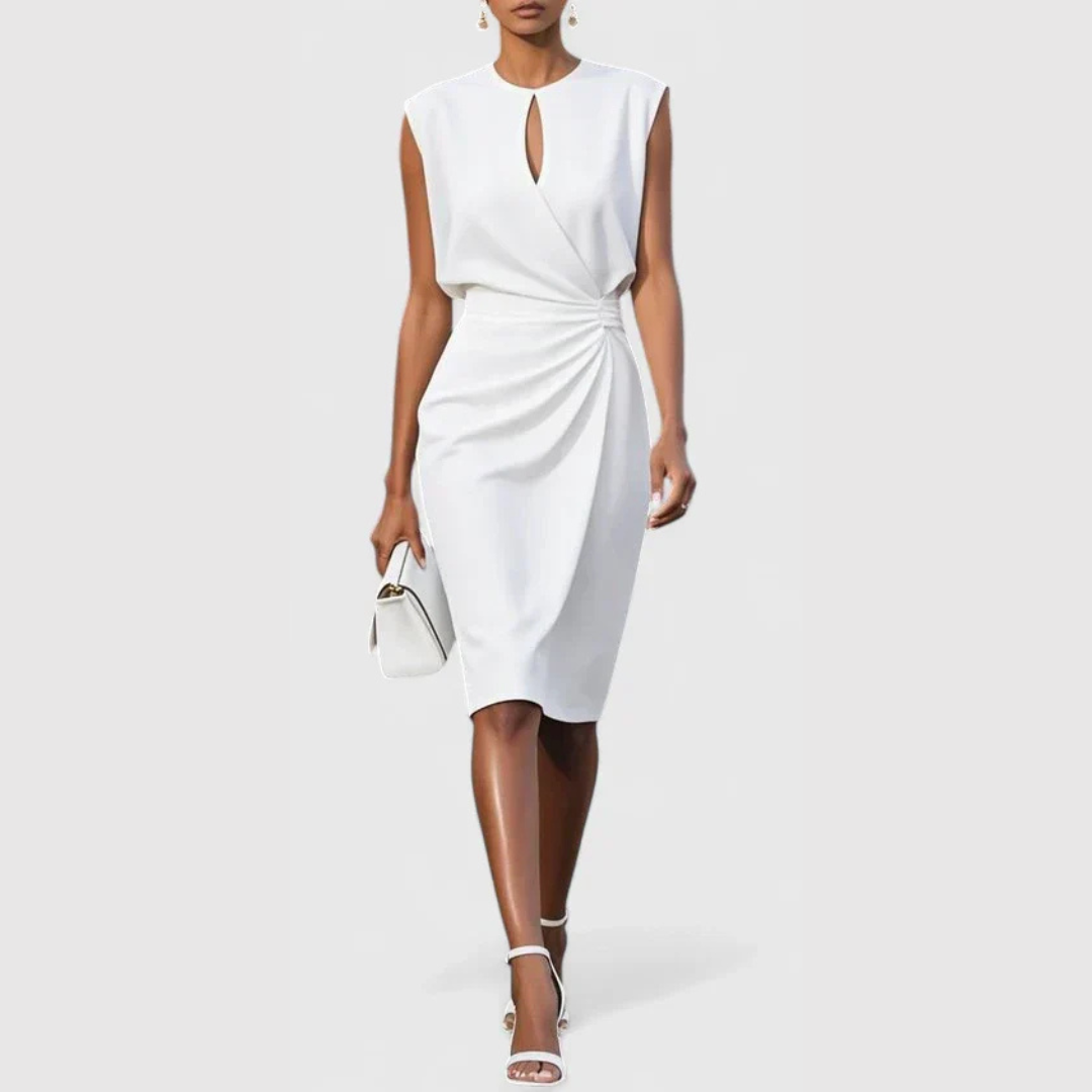 Abito Midi Donna Smanicato con Arricciature