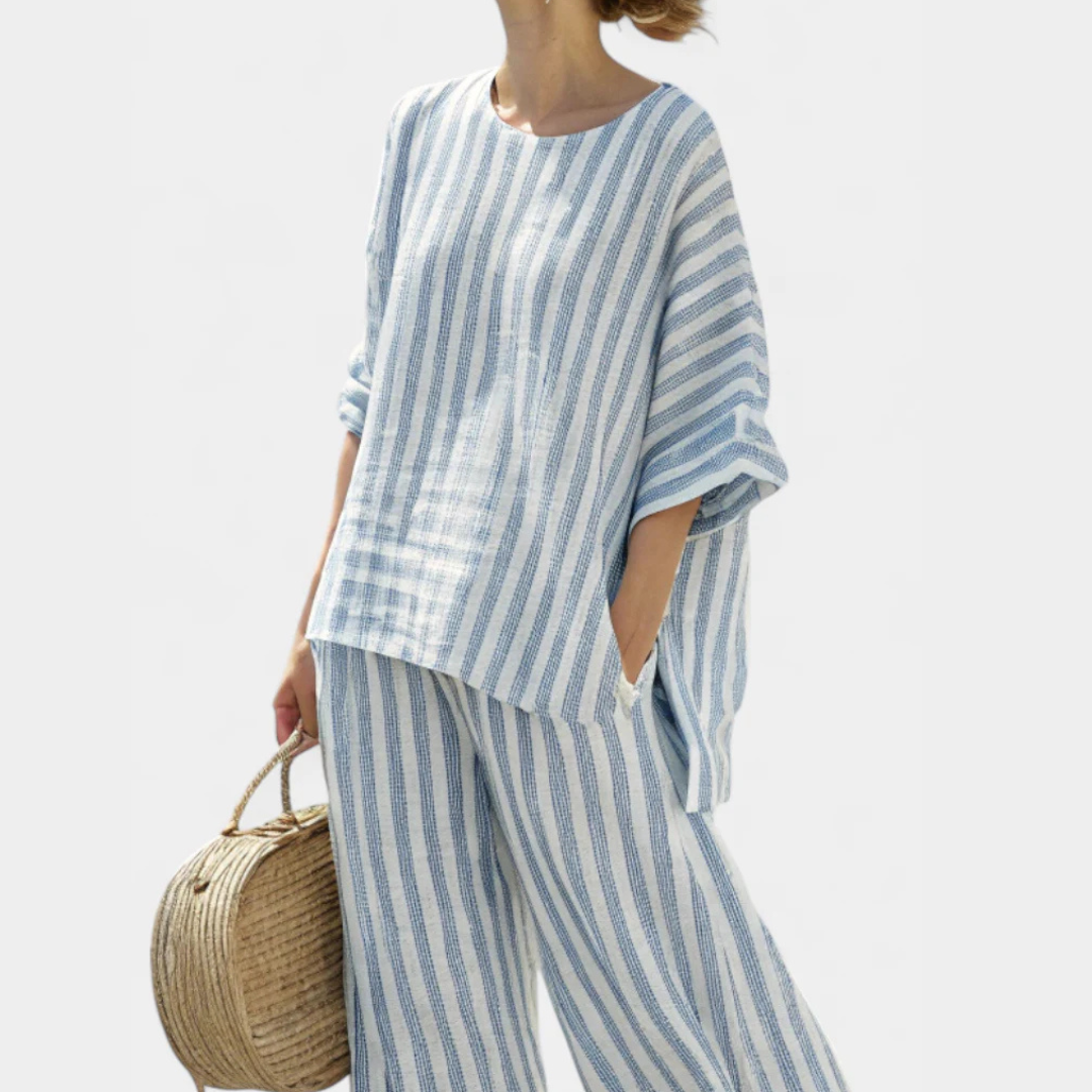 Completo Pantaloni Donna a Righe Slim Fit