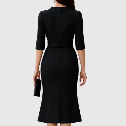 Abito Midi Donna Elegante con Cintura