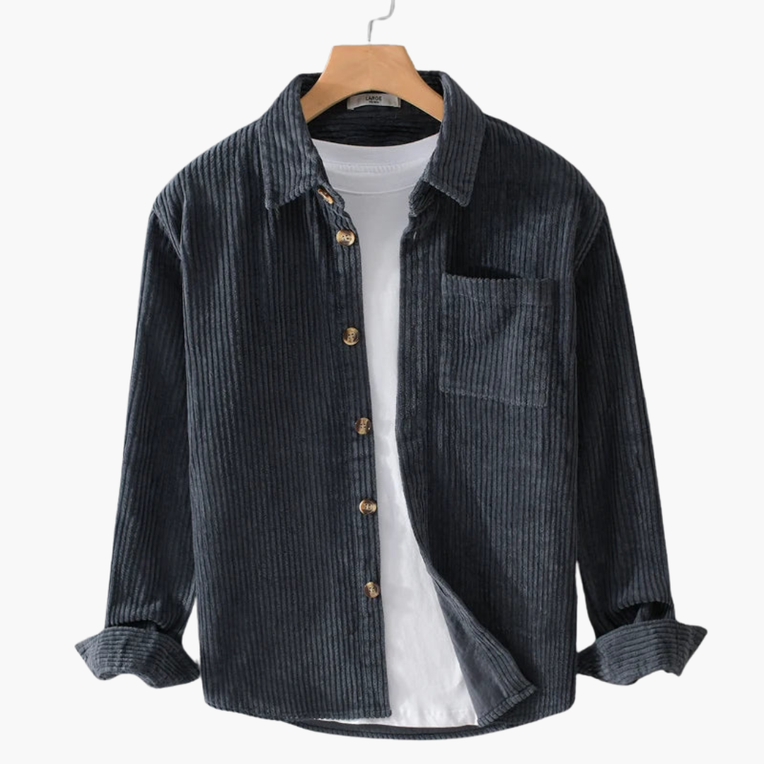 Camicia Uomo Taglie Forti Manica Lunga in Velluto