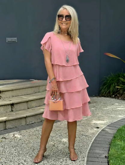 Abito Midi Donna con Balze e Volant per Occasioni Speciali