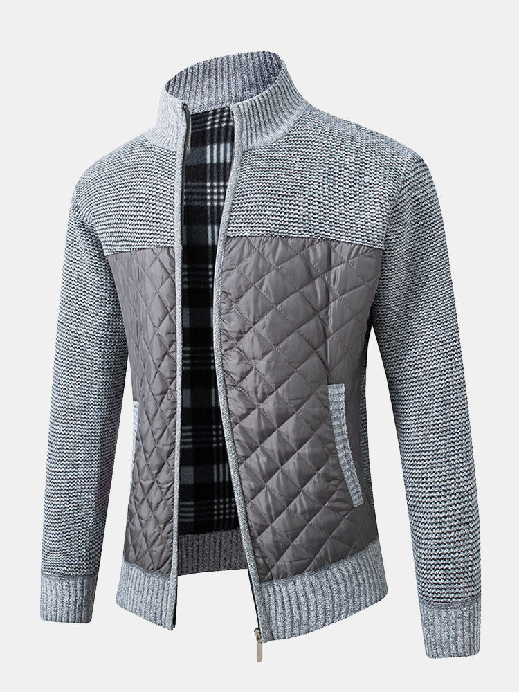 Cardigan Uomo Maglia Motivo Quadri Chiusura Frontale - Brentozzi