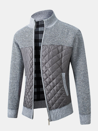 Cardigan Uomo Maglia Motivo Quadri Chiusura Frontale - Brentozzi