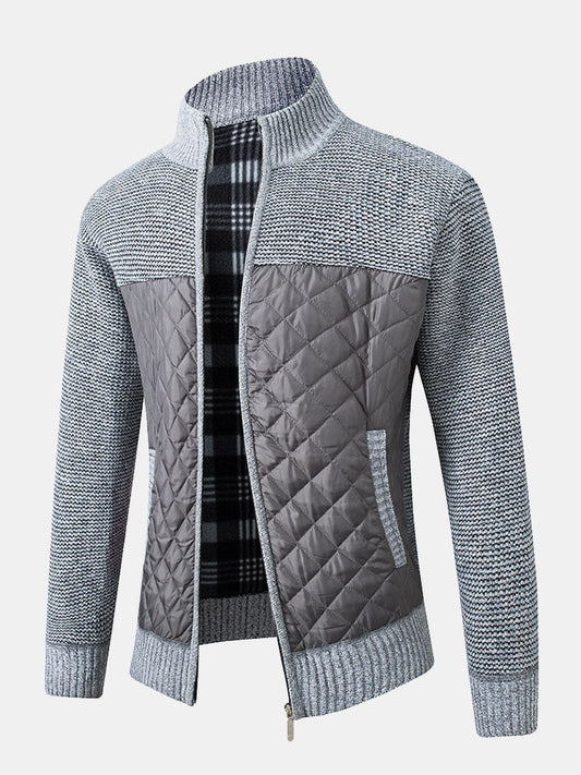 Cardigan Uomo Maglia Motivo Quadri Chiusura Frontale - Brentozzi