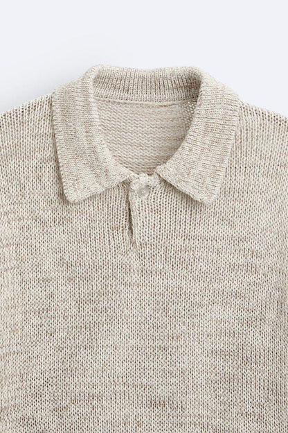 Polo Uomo Maglia Lavorata Stile Vintage Casual