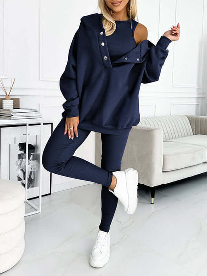 Tuta Donna Felpa in Fleece con Cappuccio Comfortabile