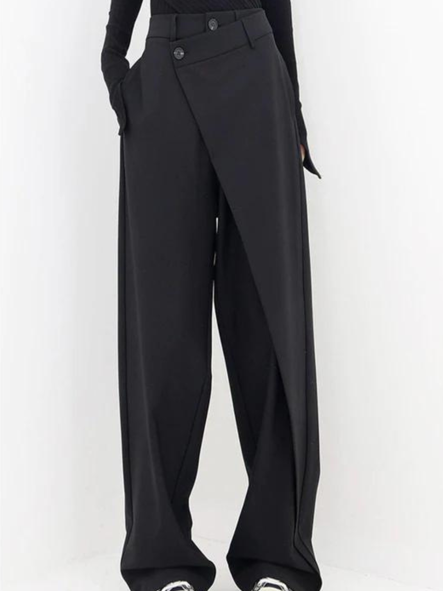Pantaloni Donna Asimmetrici con Gamba Larga