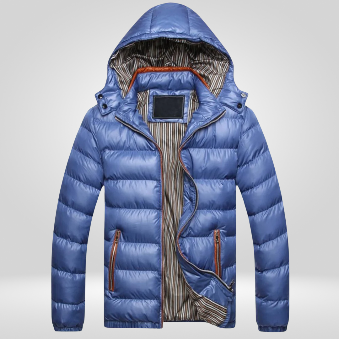 Cappotto Uomo Imbottito con Cappuccio e Vestibilità Slim