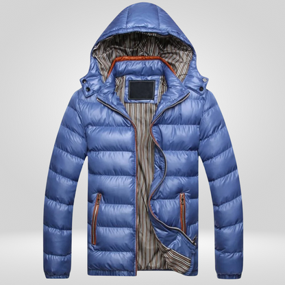 Cappotto Uomo Imbottito con Cappuccio e Vestibilità Slim