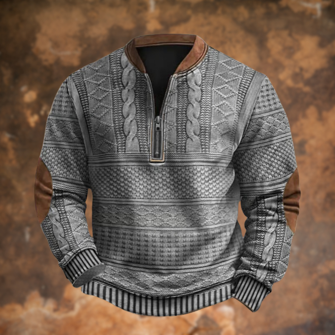 Maglione Uomo con Zip Design a Motivo Strutturato