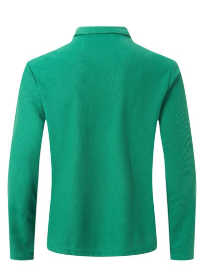 Maglia Uomo in Tessuto Waffle Manica Lunga Scollo a V