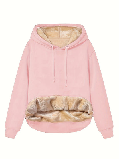 Felpa Donna con Cappuccio in Pile Comoda Casual