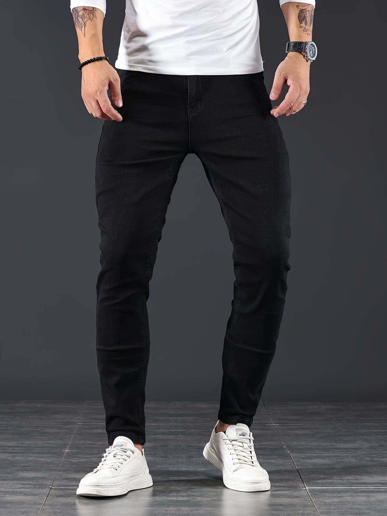 Jeans Uomo Skinny Slim Fit con Chiusura a Zip