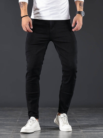 Jeans Uomo Skinny Slim Fit con Chiusura a Zip