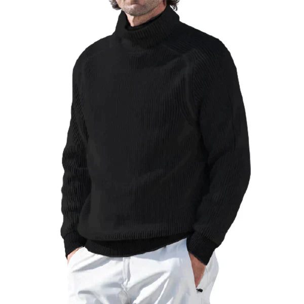 Maglione Uomo a Collo Alto con Maglia a Coste Caldo e Classico